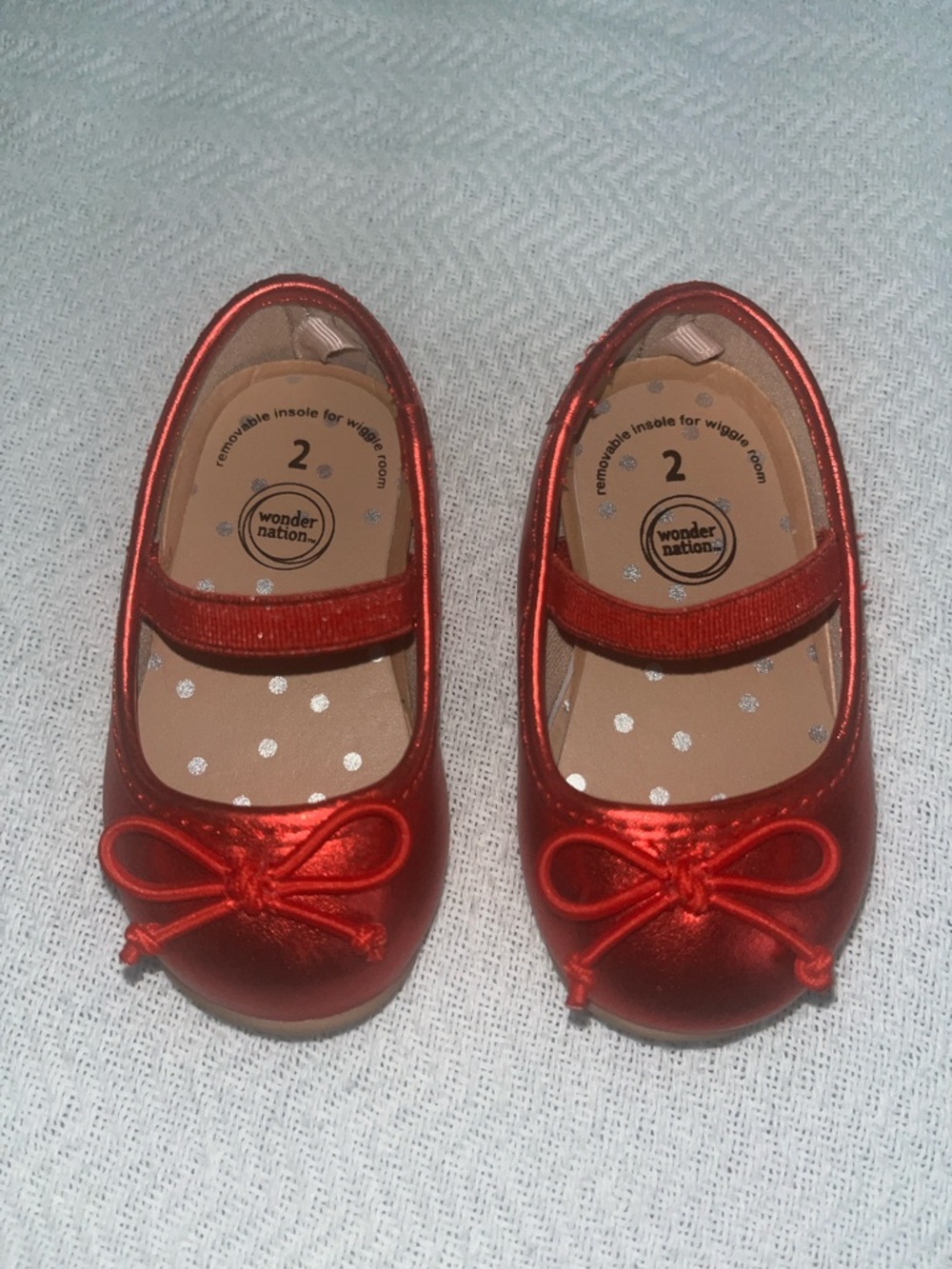 🌷Red Metallic Mary Jane Ballet Flats with Bow